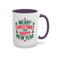 Christmas Mug - Merry Christmas and a Happy New Year Green & Red Text Trees Stars