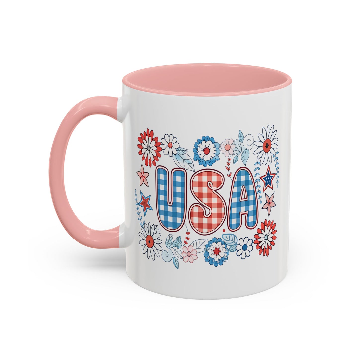 4th of July Mug - USA Preppy Floral