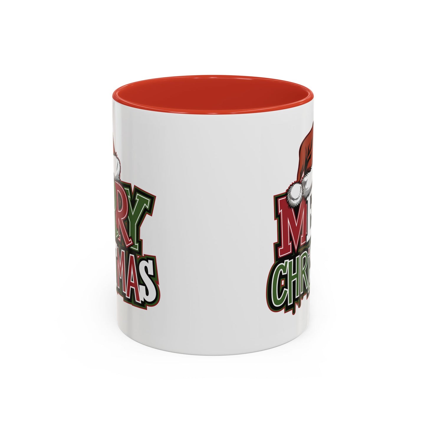 Christmas Mug - Merry Christmas Red Green & White Graffiti Hat