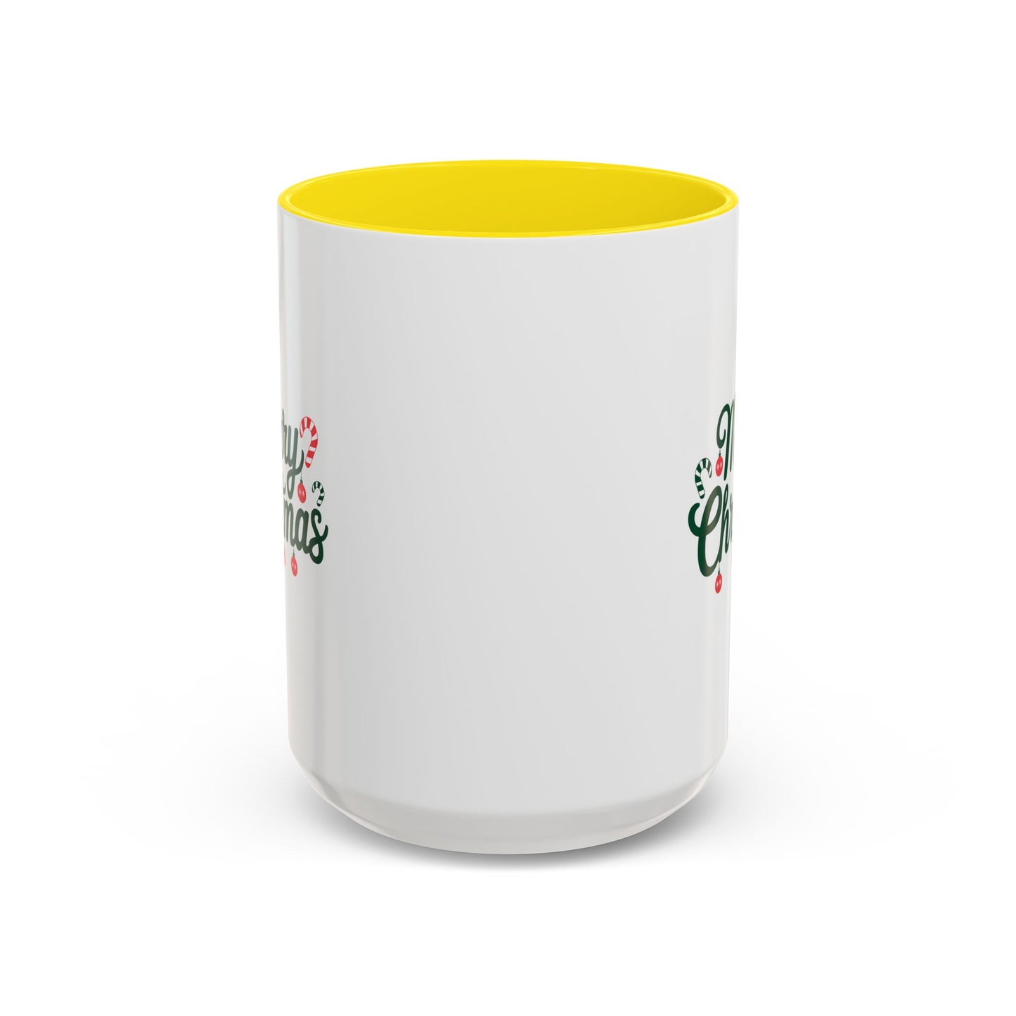 Christmas Mug - Merry Christmas Green Text Ornaments Candy Canes