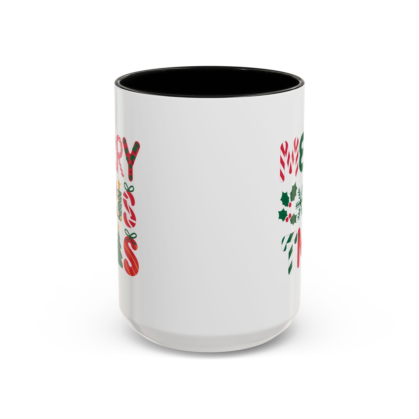 Christmas Mug - Merry Christmas Red Green & Gold Decorative Text