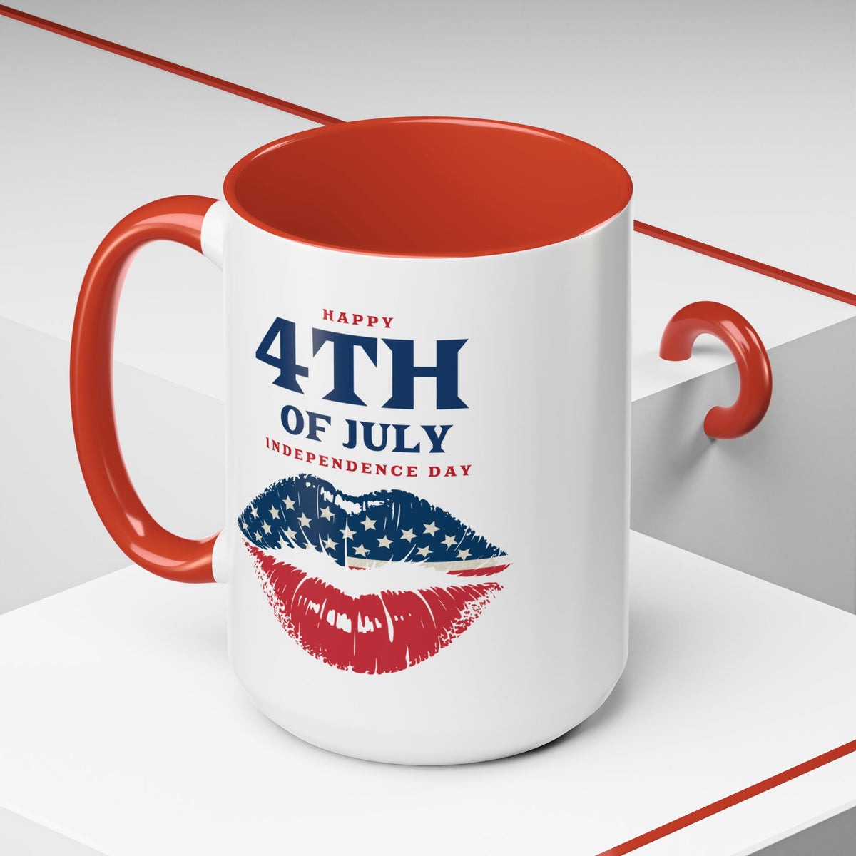 4th of July Mug - Happy 4th of July Flag Lips