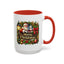 Christmas Mug - Merry Christmas Cream Text Santa Ok Light Bow Ornaments