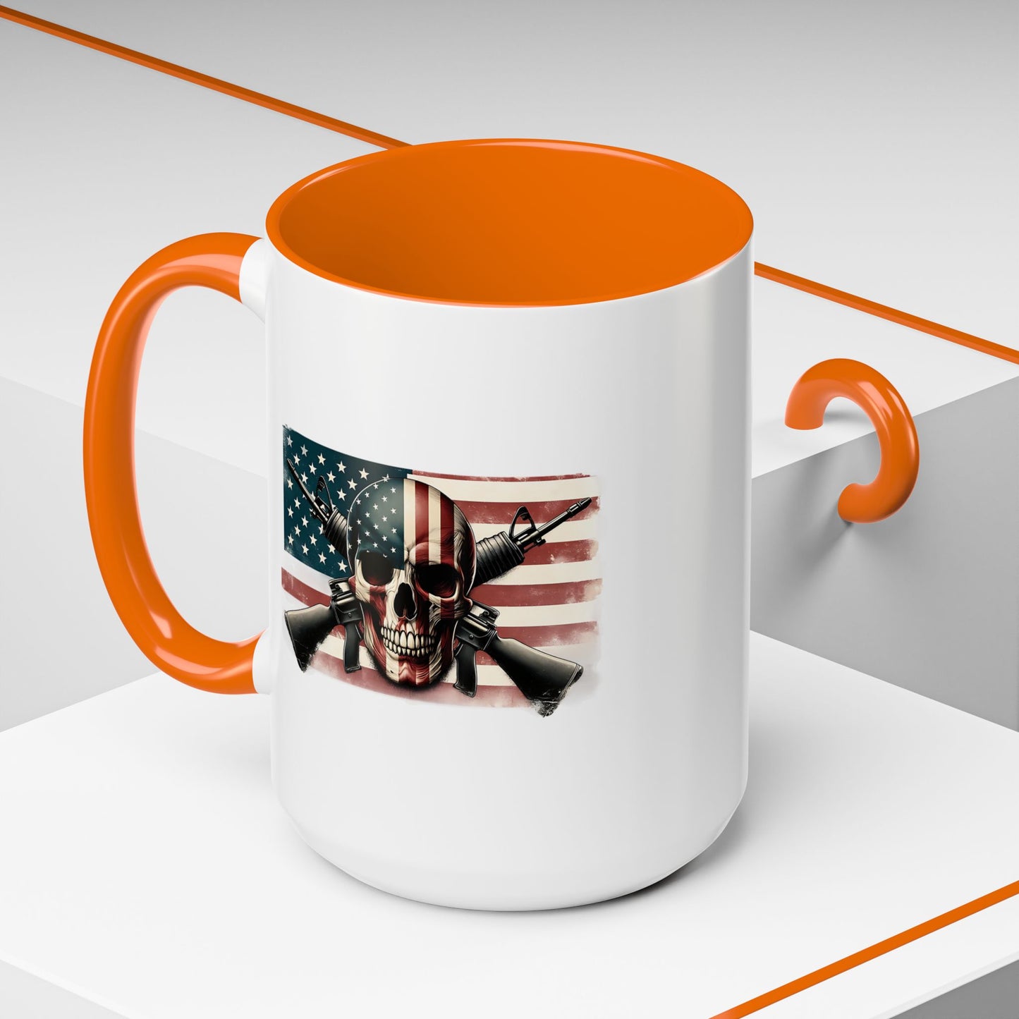 4th of July Mug - Skull Guns Flag