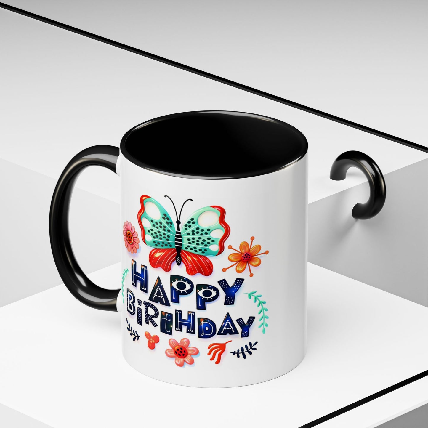 Birthday Mug - Butterfly Flowers