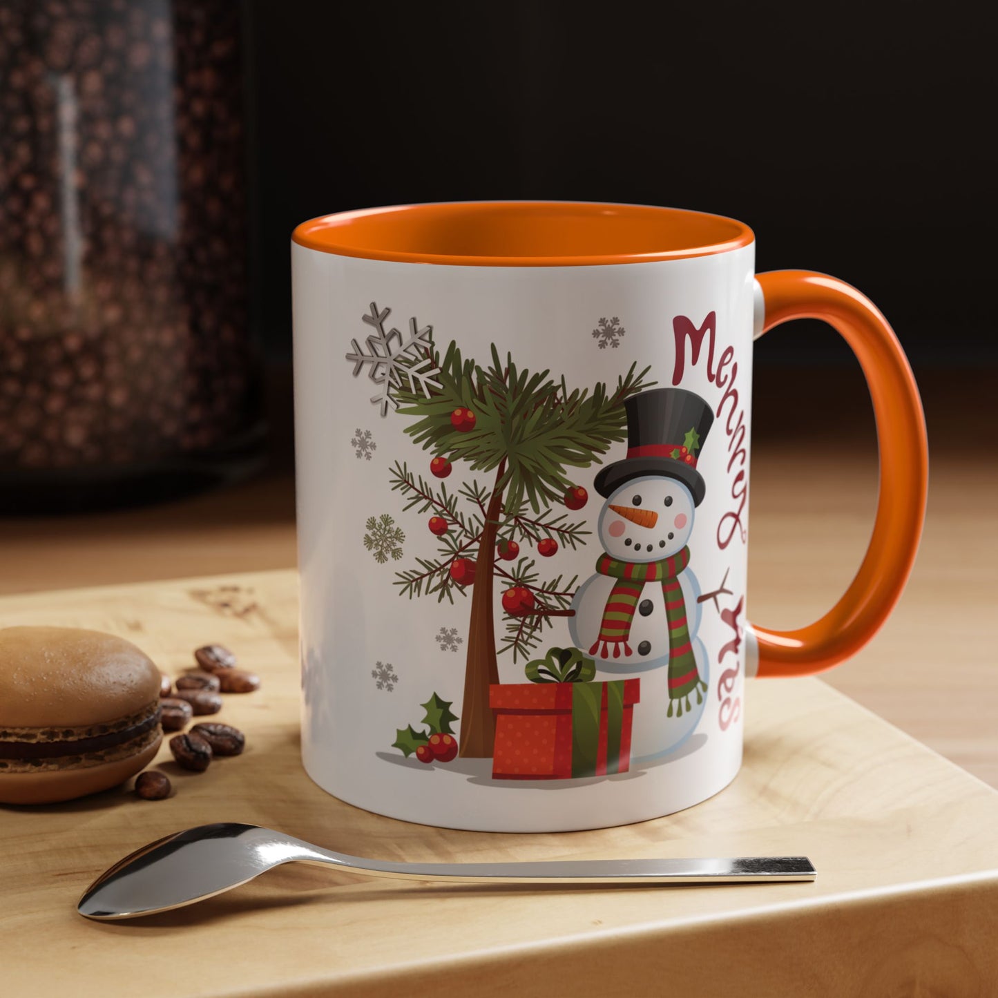Christmas Mug - Merry Xmas Snowman Tree Present