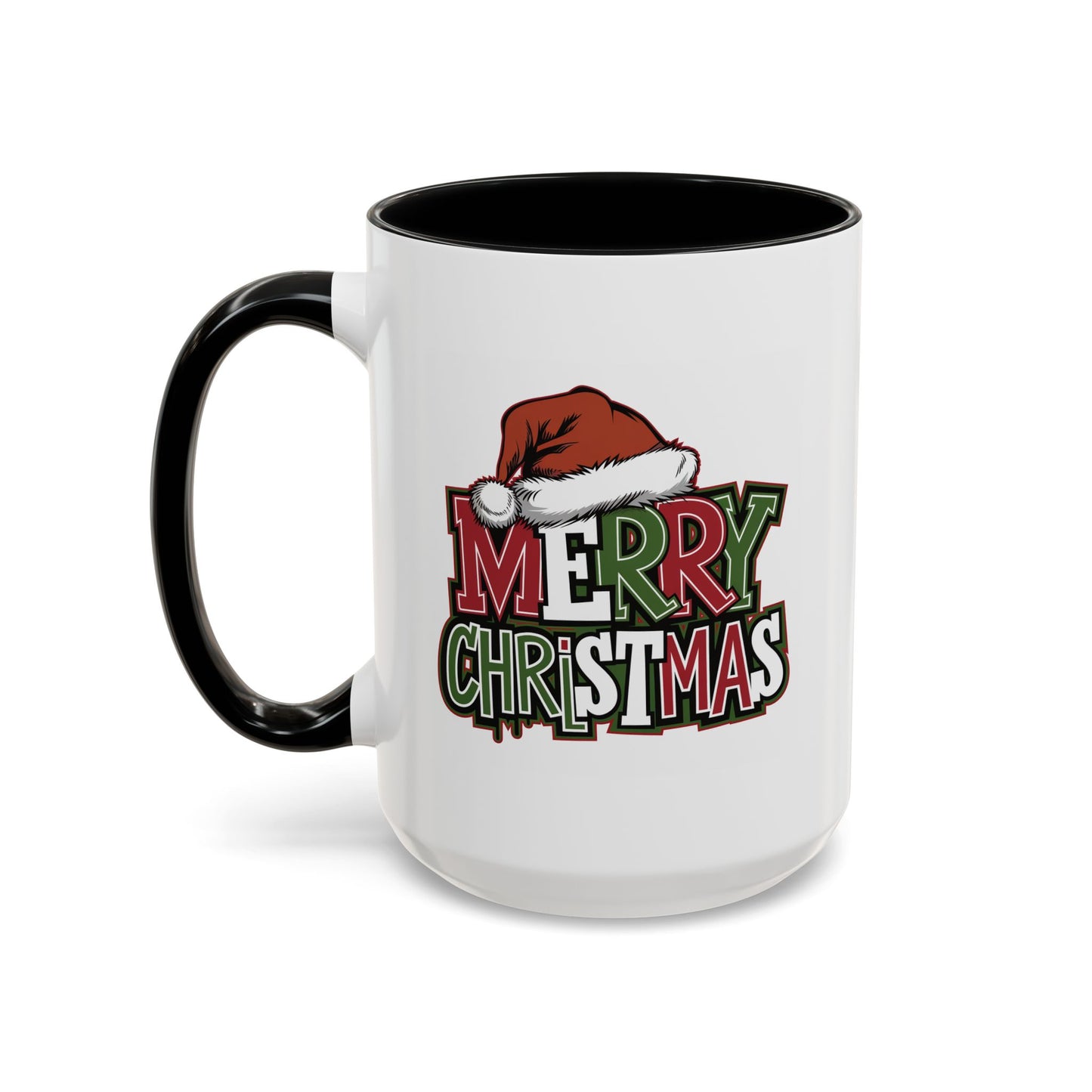 Christmas Mug - Merry Christmas Red Green & White Graffiti Hat
