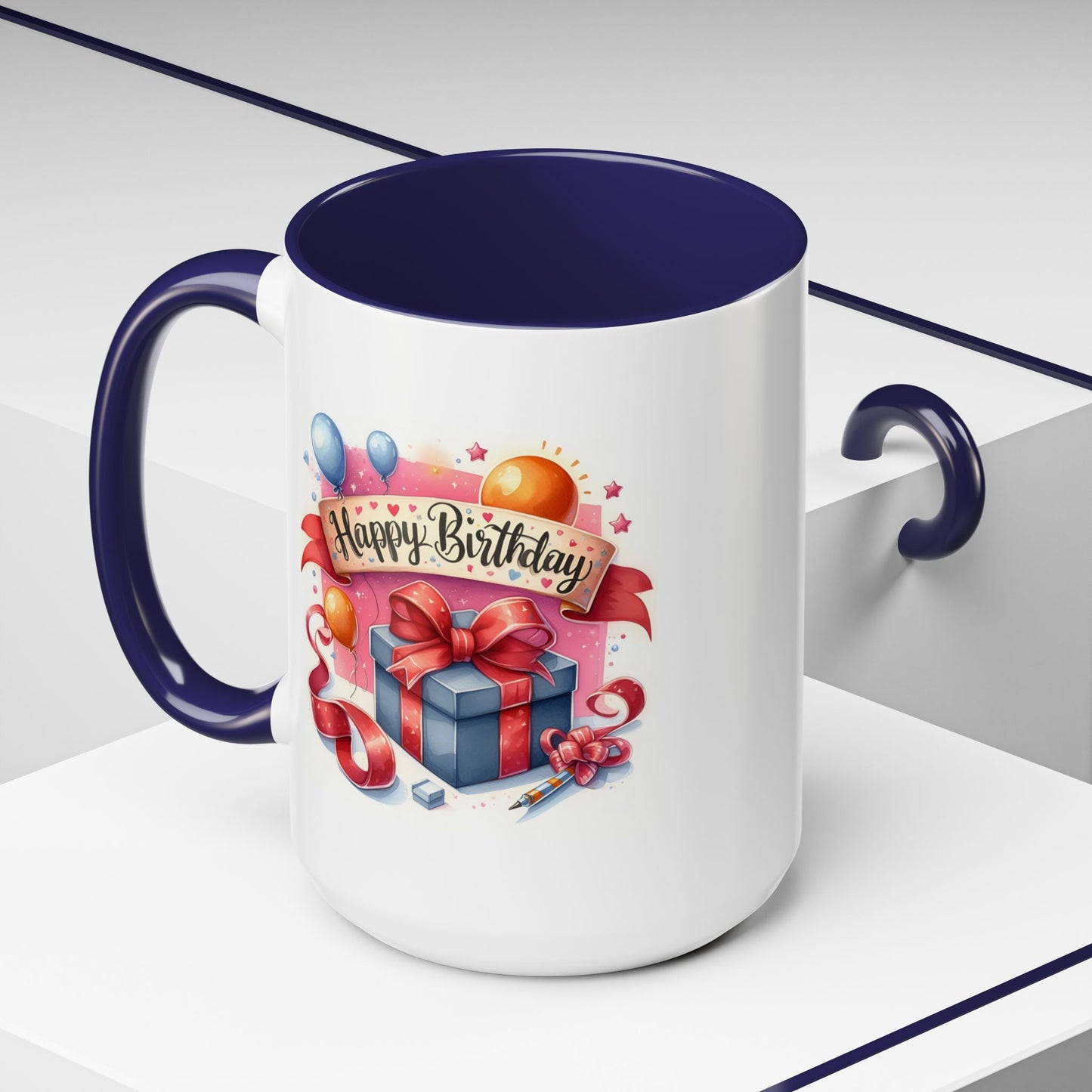Birthday Mug - Present Pen Balloons