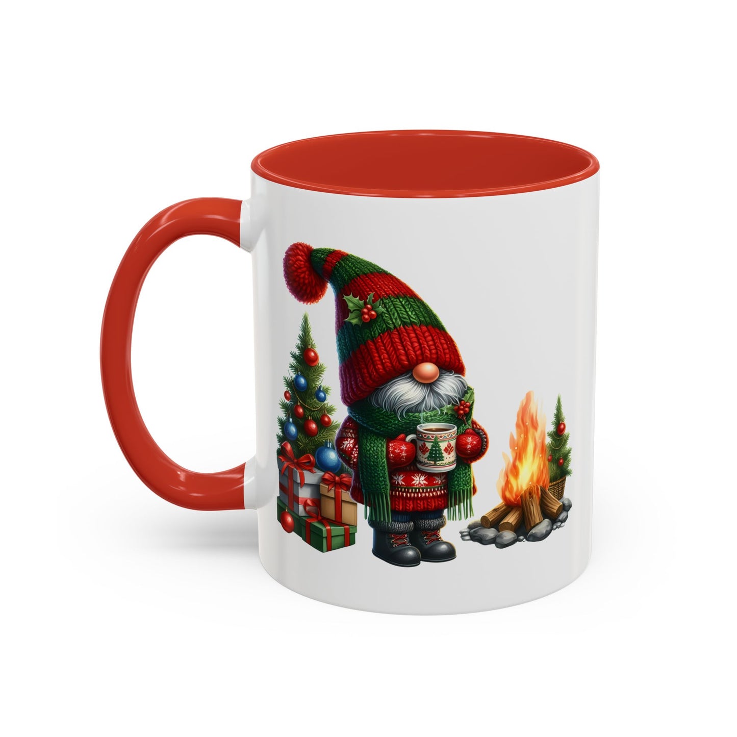 Christmas Mug - Gnome Presents and Fire