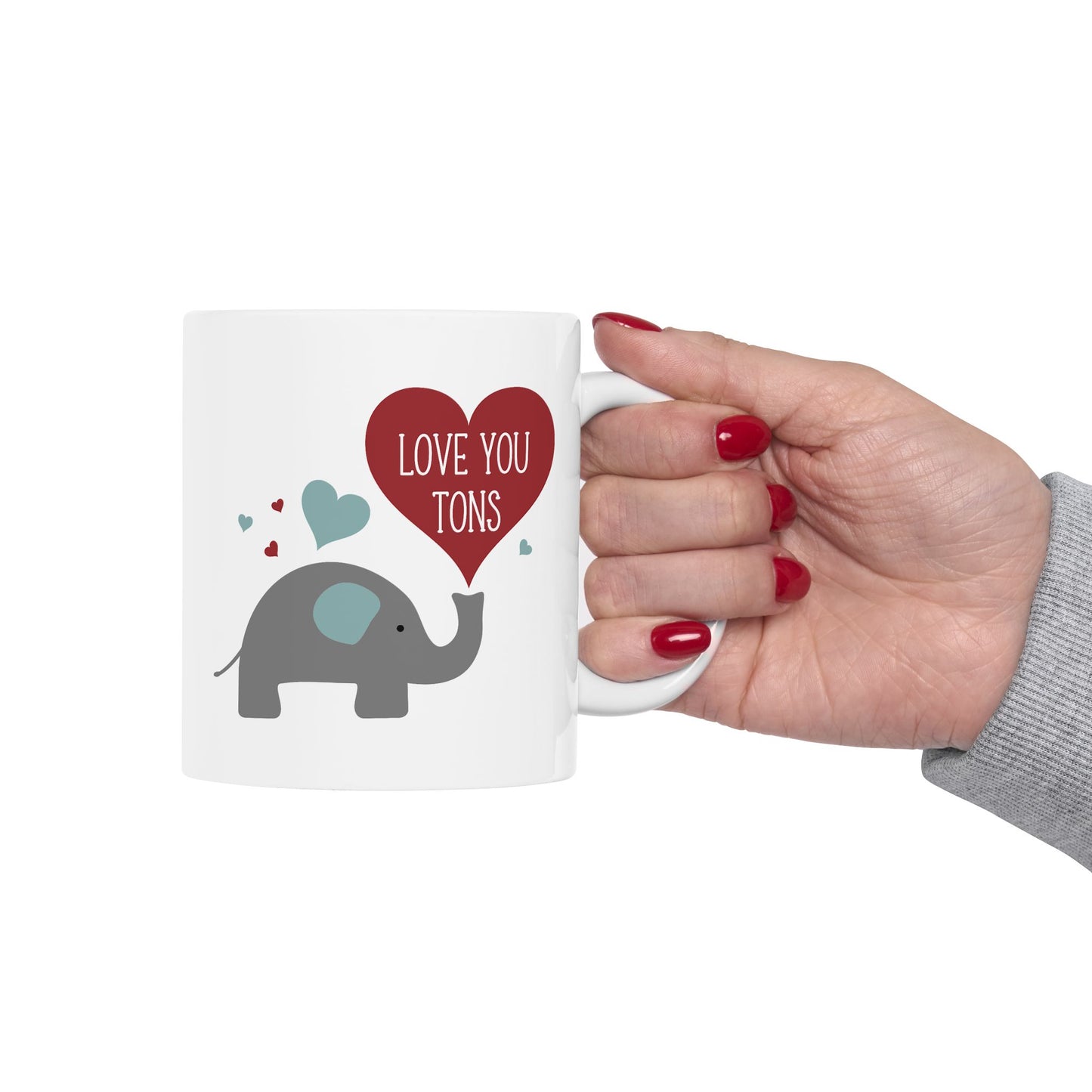 Anniversary Mug - Love You Tons Heart Elephant