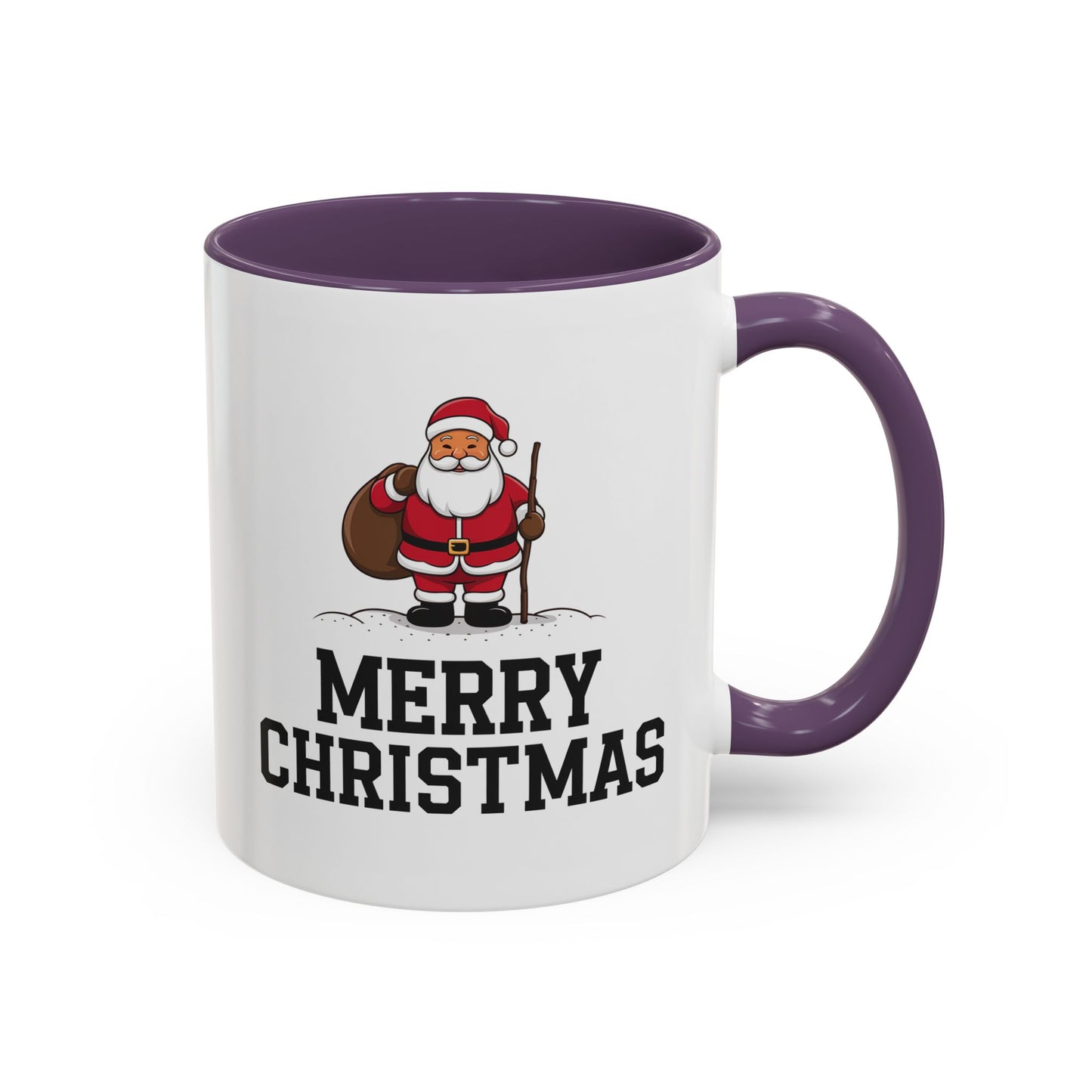 Christmas Mug - Merry Christmas Black Text Santa Walking