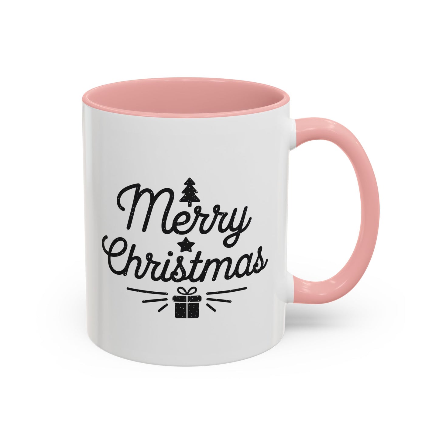 Christmas Mug - Merry Christmas Black Text Tree Star Present