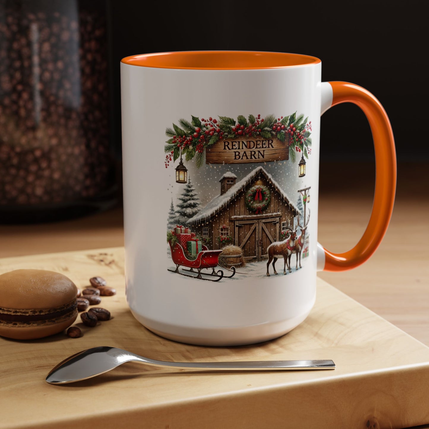 Christmas Mug - Reindeer Barn Sleigh Reindeer