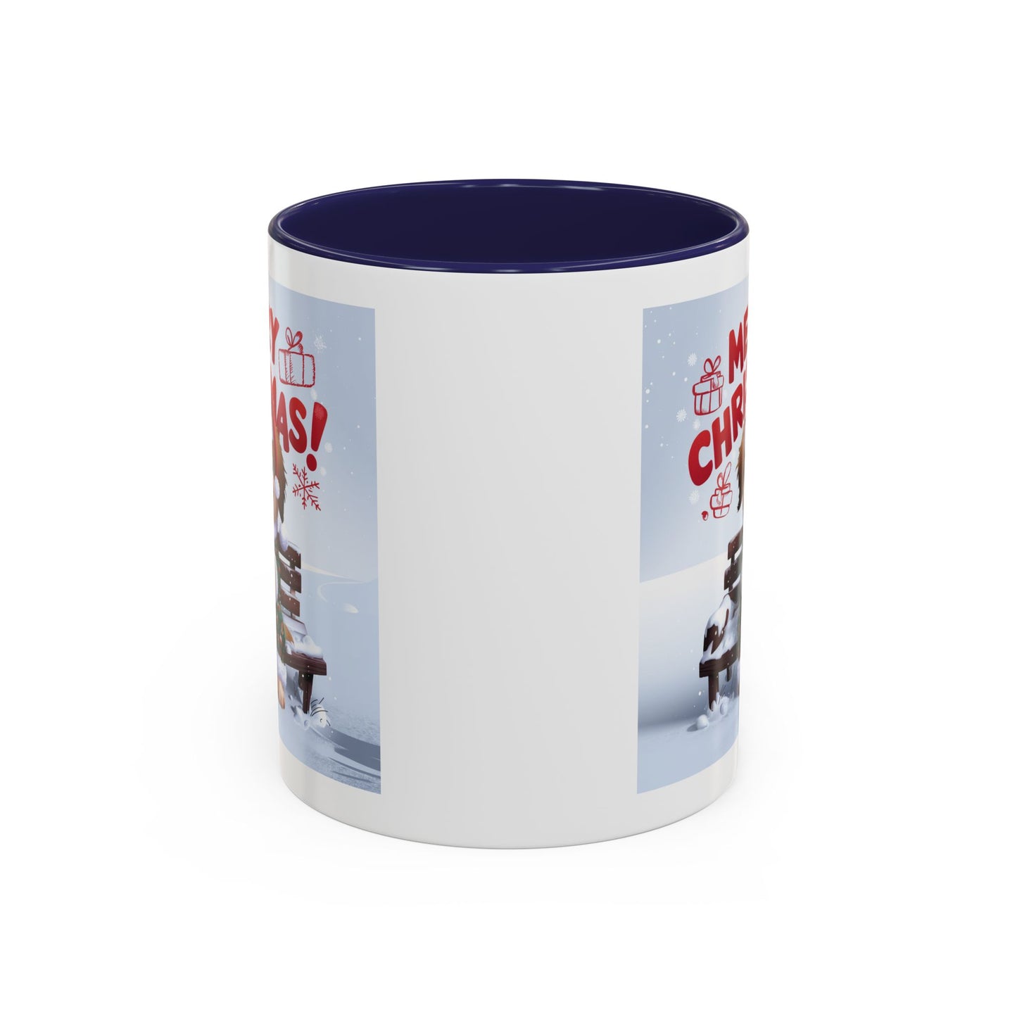 Christmas Mug - Merry Christmas Red Text Puppy Green Top 2
