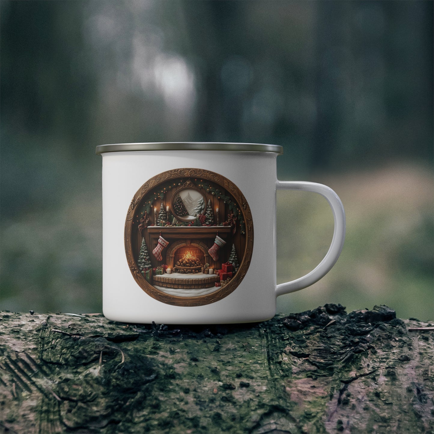 Christmas Mug - Christmas Fire and Stockings Plaque
