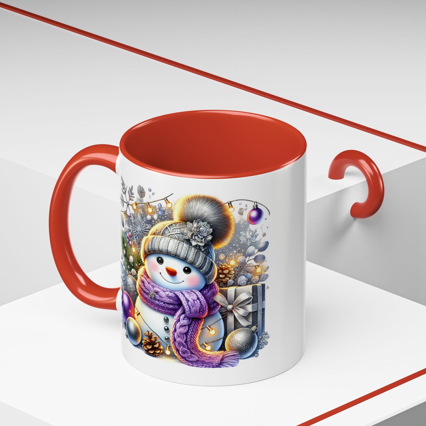 Christmas Mug - Purple and Silver Snowman