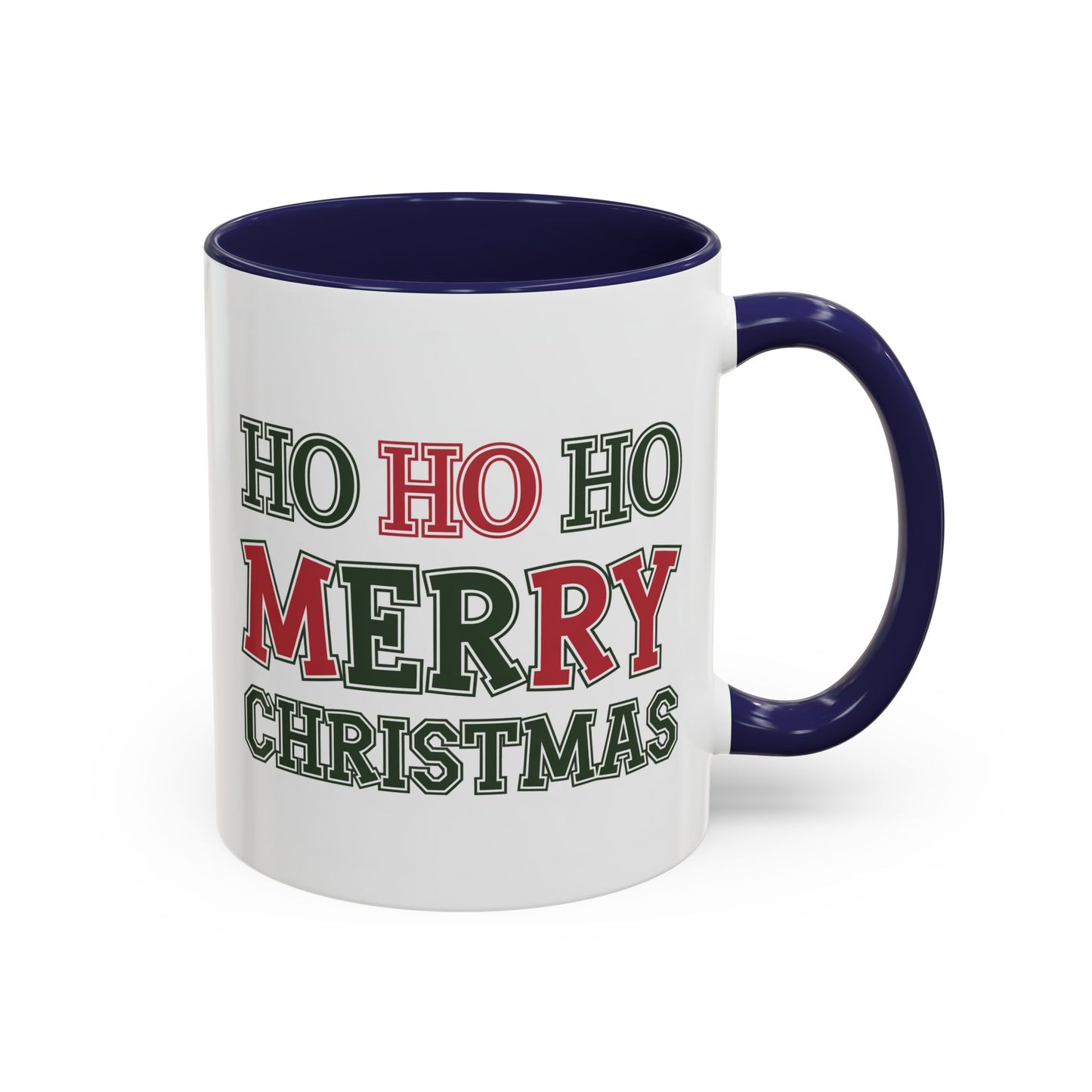 Christmas Mug - Ho Ho Ho Merry Christmas Green & Red Text 2