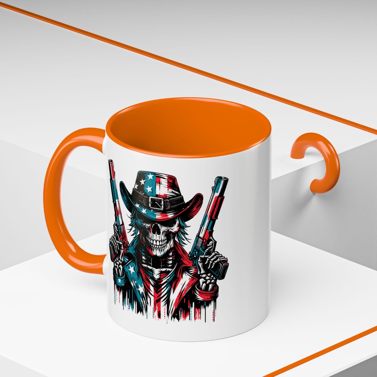 4th of July Mug - Skeleton with American Flag