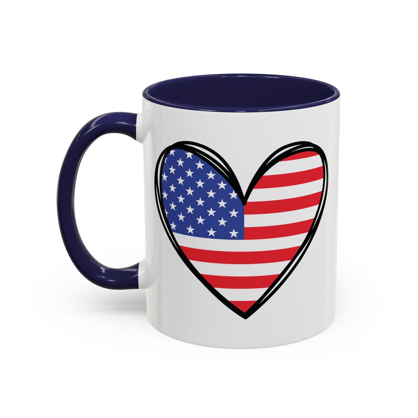 4th of July Mug - USA Flag Heart