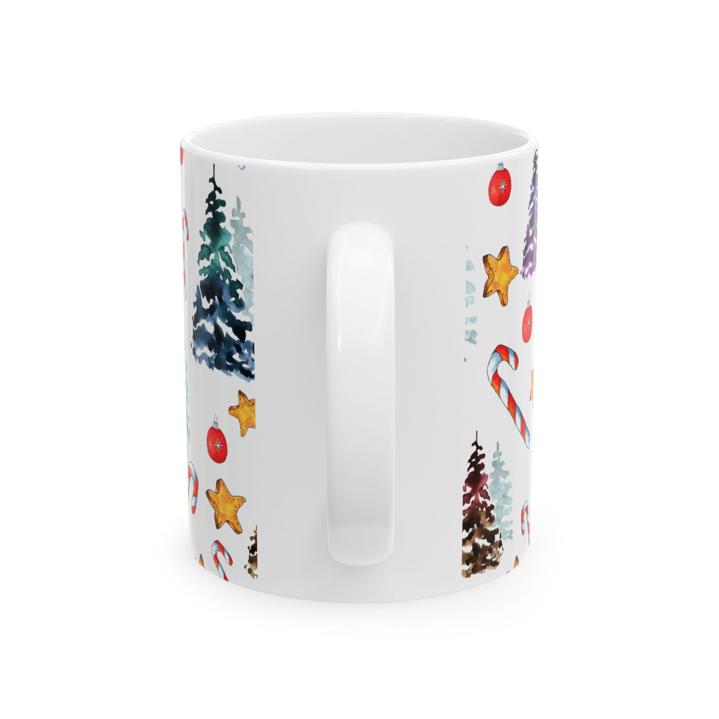 Christmas Mug - Trees Candy Stars Ornaments Pattern