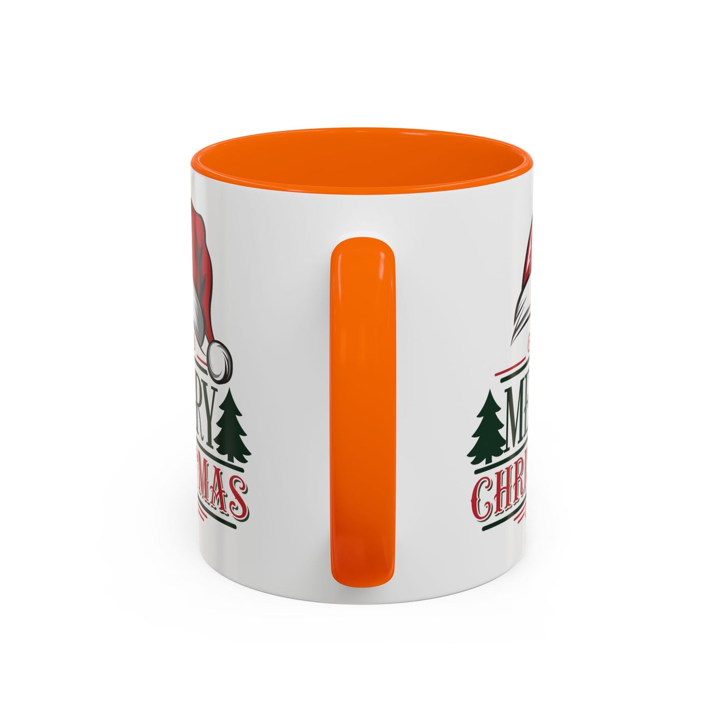 Christmas Mug - Merry Christmas Green & Red Text Red Hat