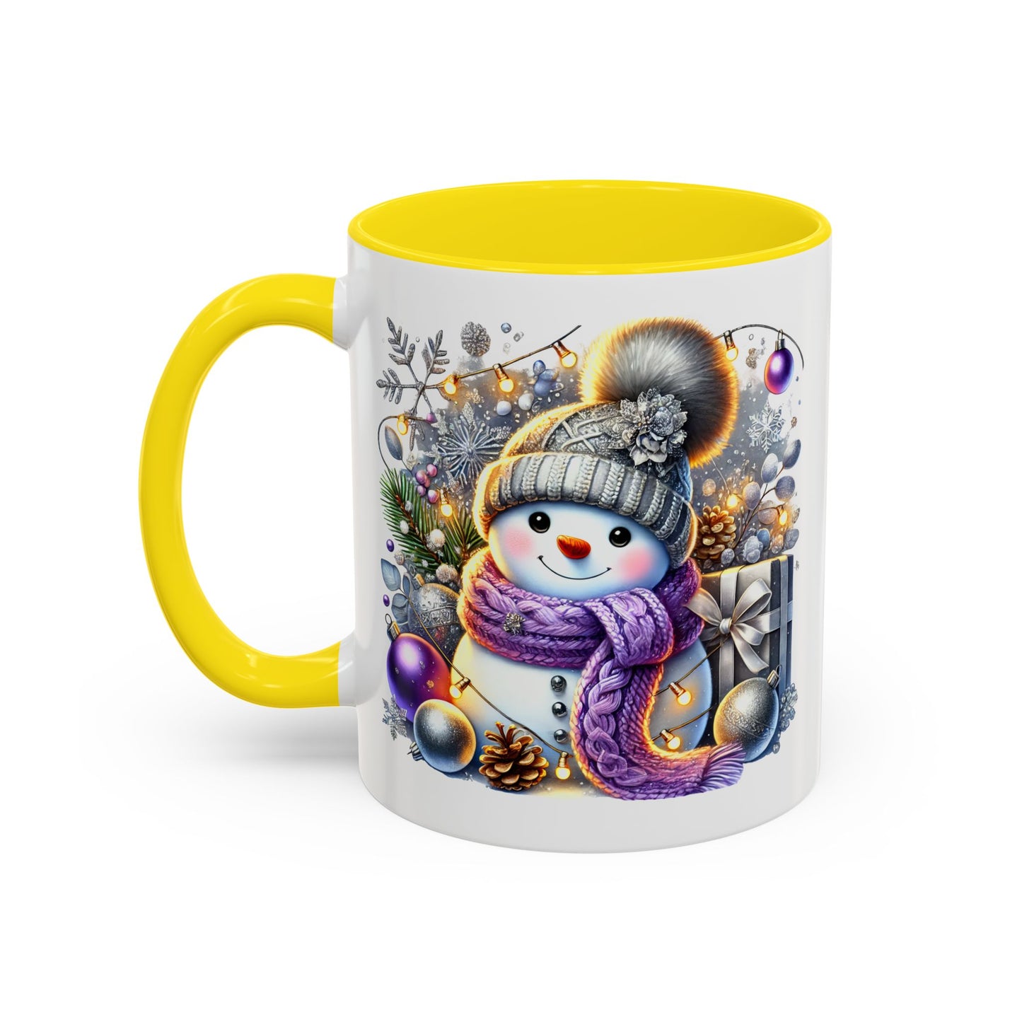 Christmas Mug - Purple and Silver Snowman