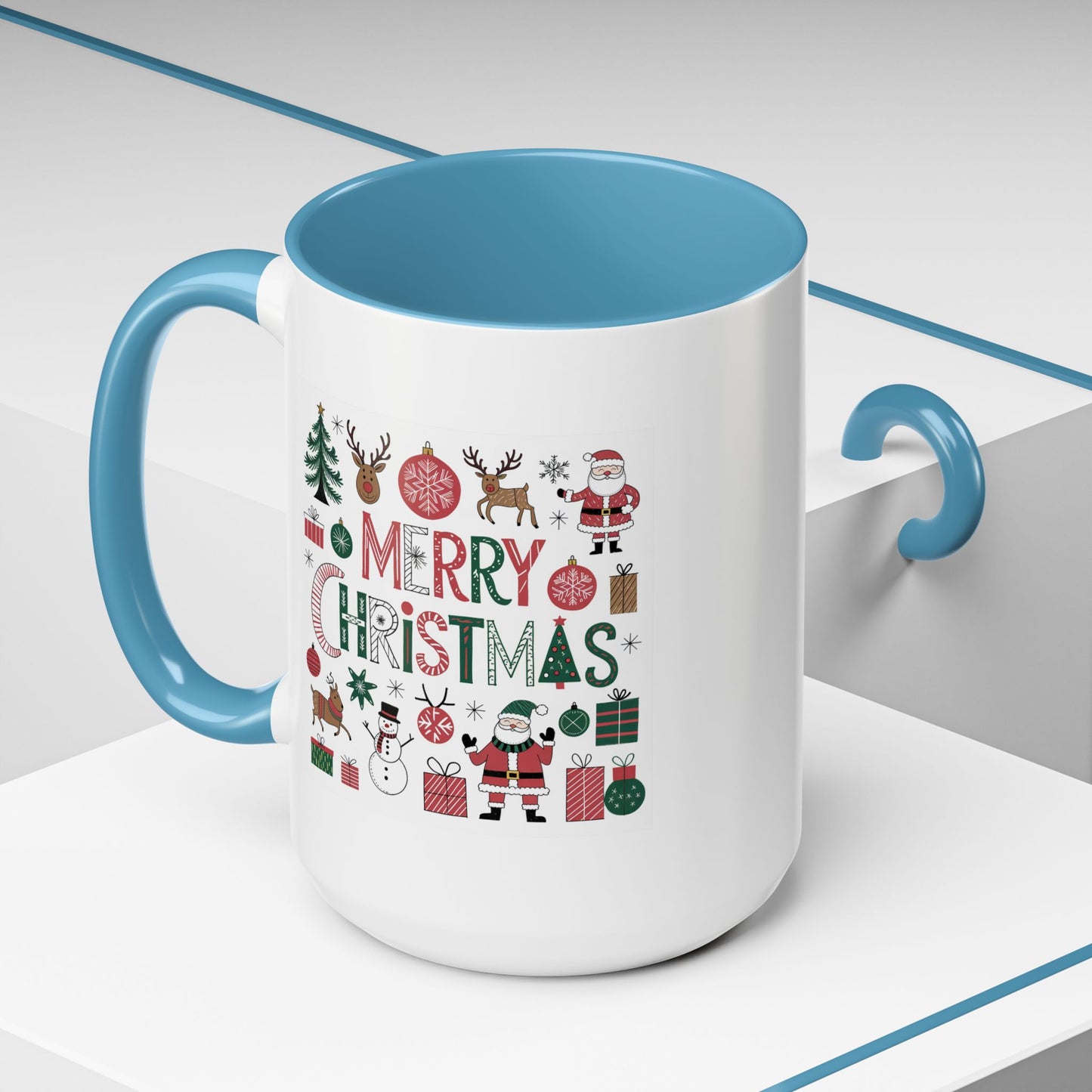 Christmas Mug - Merry Christmas Red White & Green Text Collage