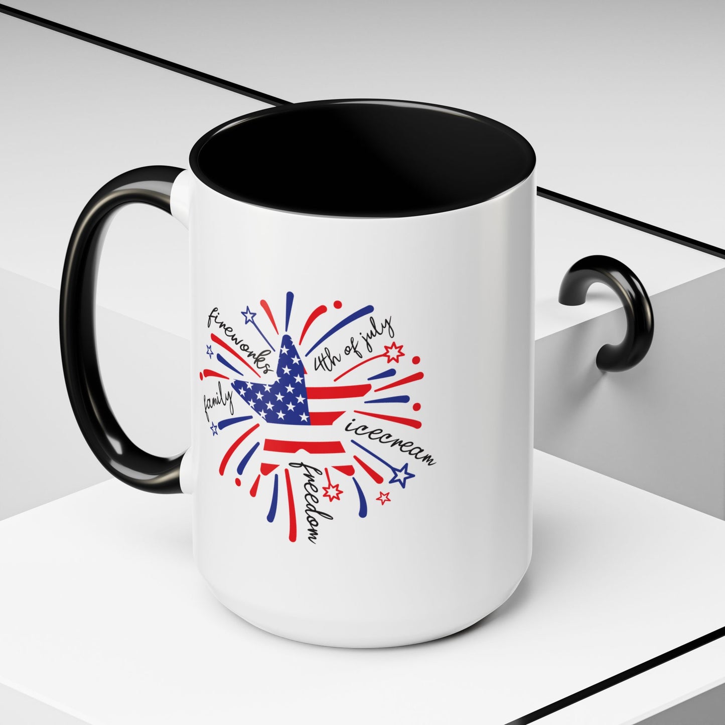 4th of July Mug - Star Flag Fireworks