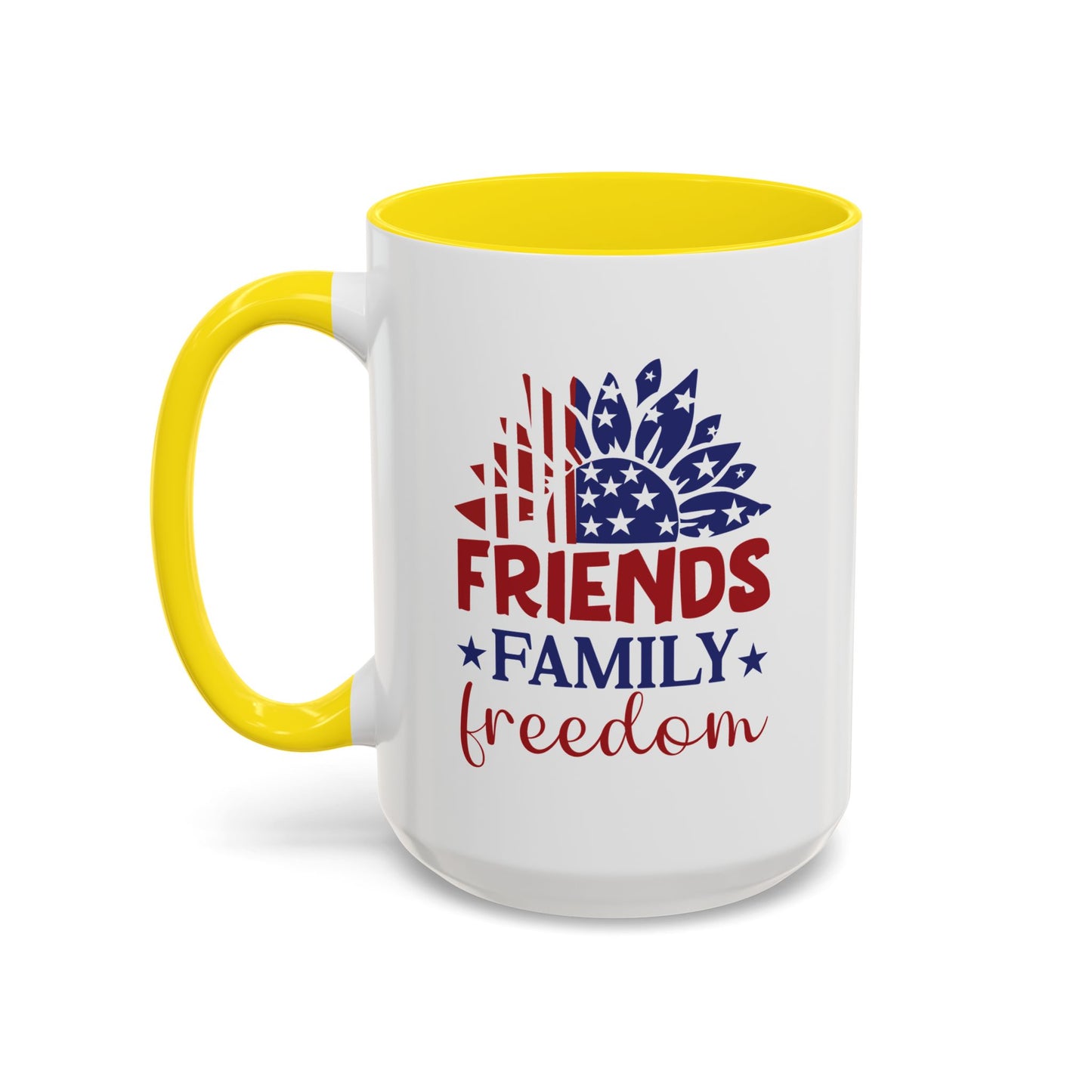 4th of July Mug - Friends Family Freedom Sunflower