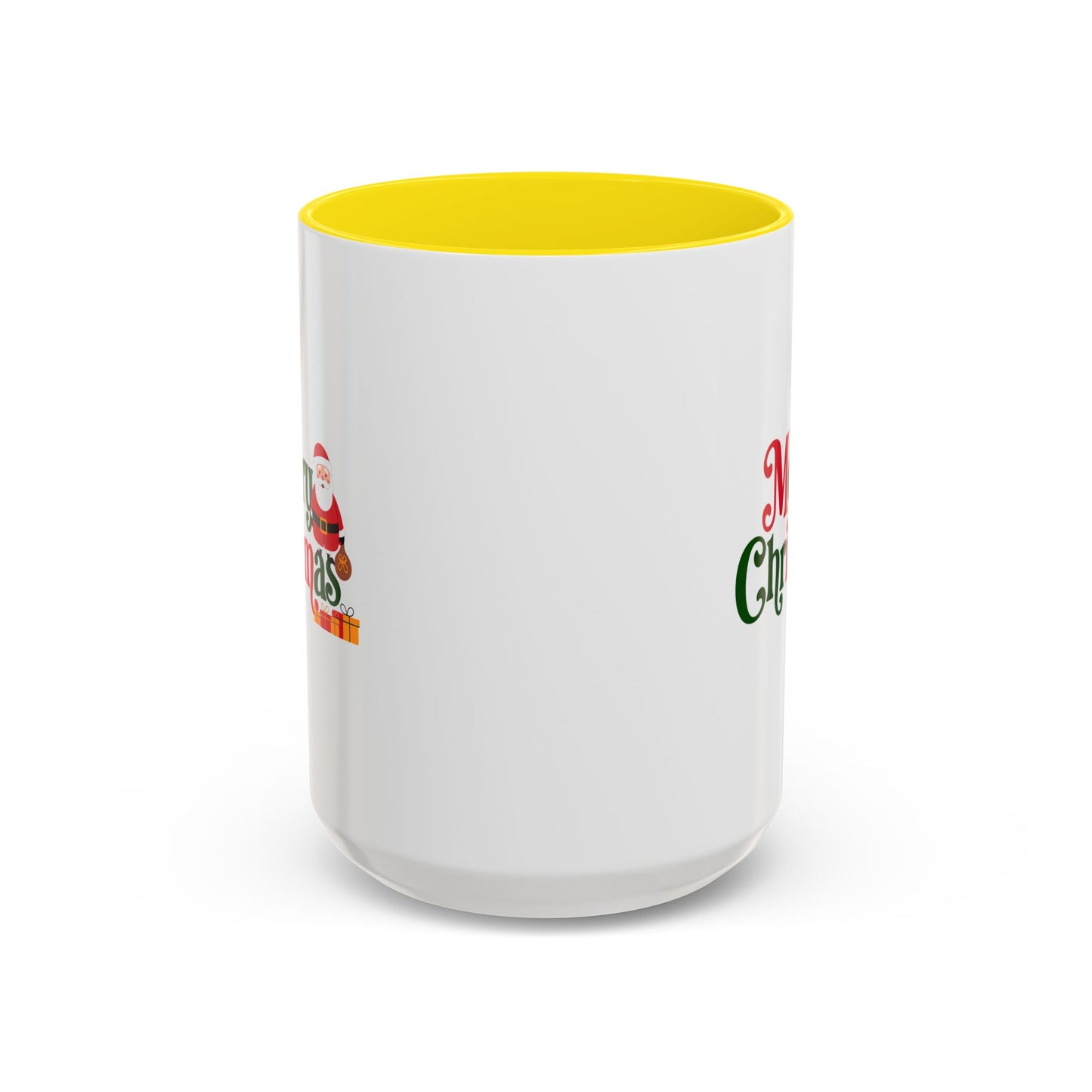 Christmas Mug - Merry Christmas Green & Red Text Santa Presents