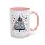 Christmas Mug - Merry Christmas Maroon & Blue Text Tree Hearts Stars