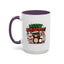 Christmas Mug - Merry Christmas Green & Red Text Cute Animals