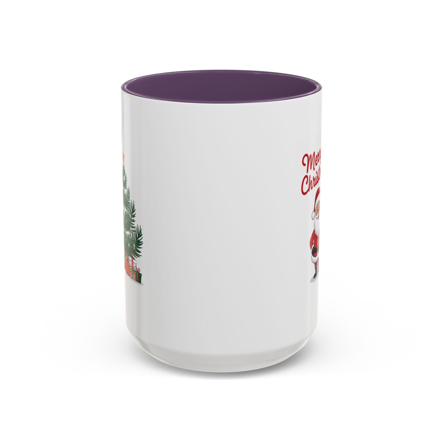 Christmas Mug - Merry Christmas Red Text Santa Tree Presents