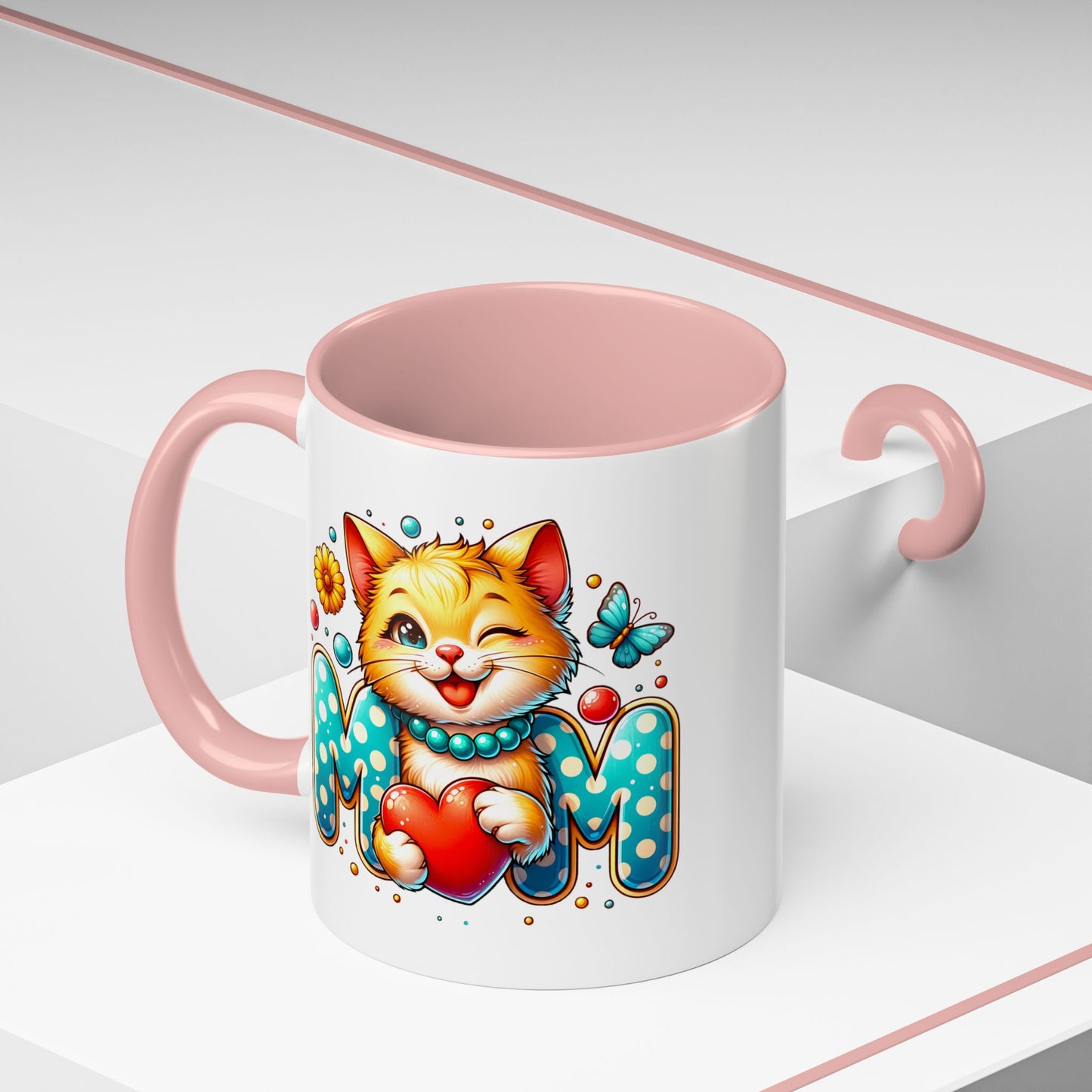 Mother's Day Mug - Mom Cat Red Heart