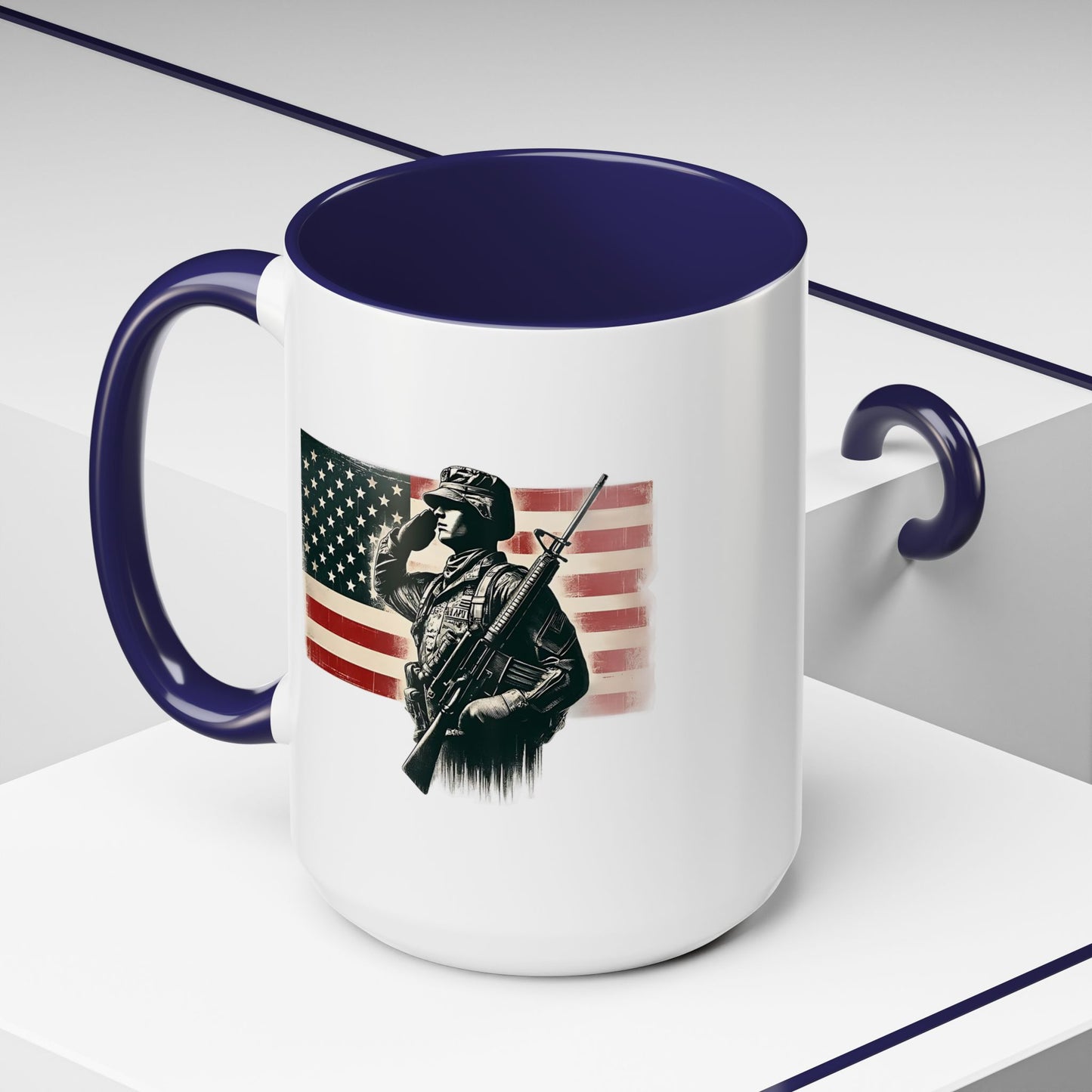 4th of July Mug - Soldier American Flag