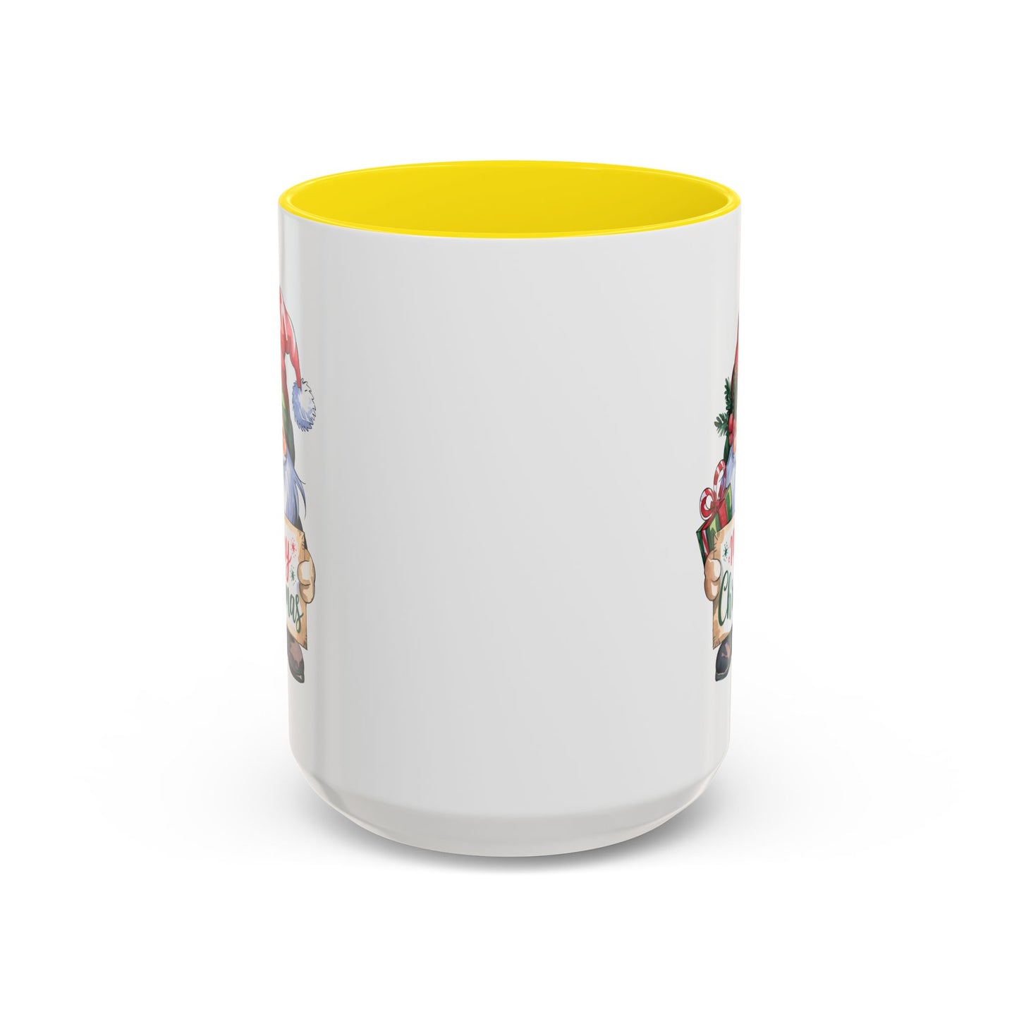 Christmas Mug - Merry Christmas Red & Green Text Gnome Present