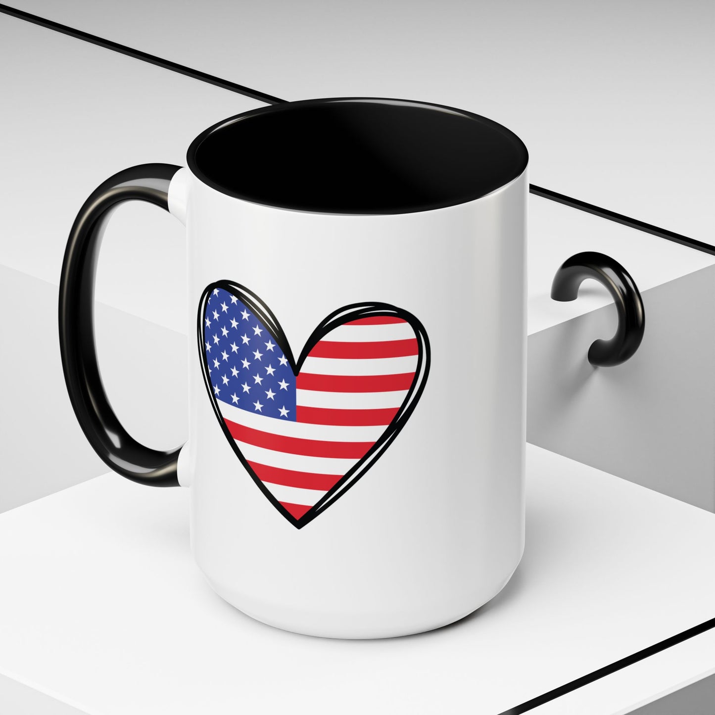 4th of July Mug - USA Flag Heart