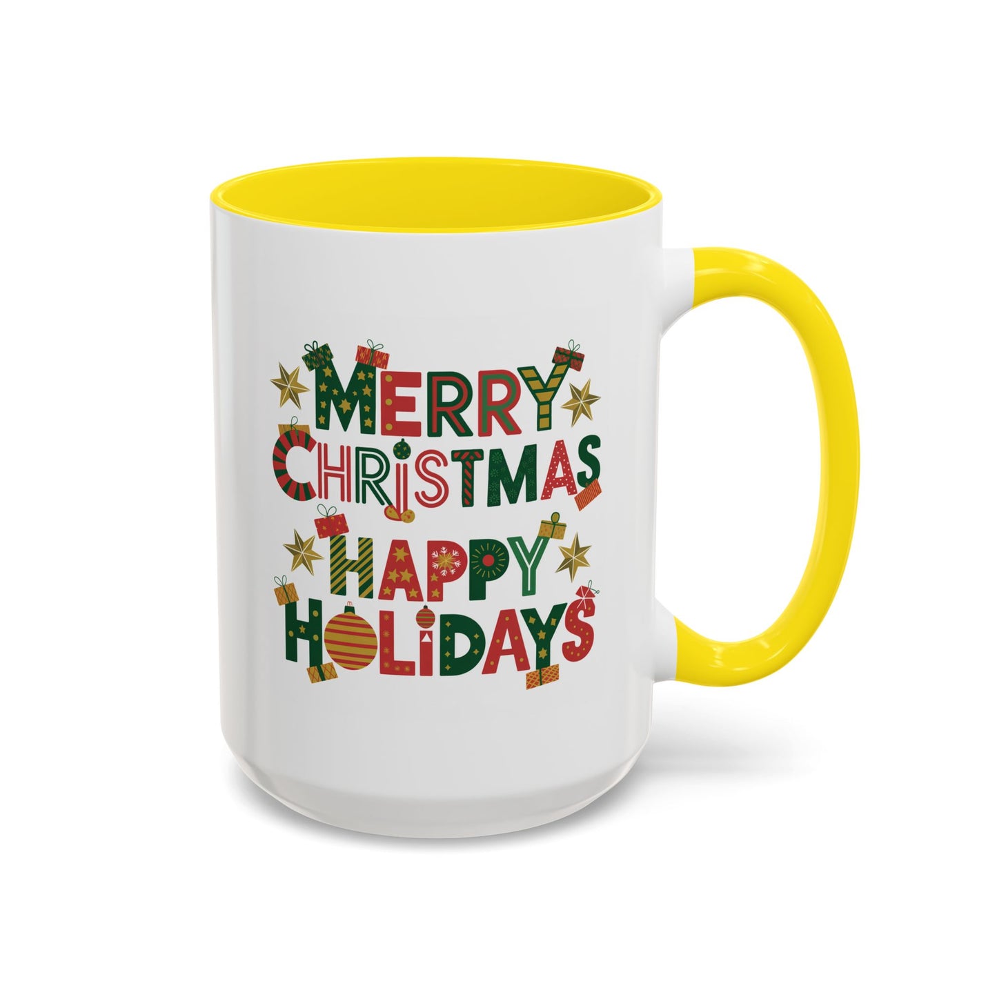 Christmas Mug - Merry Christmas Happy Holidays Decorative Text