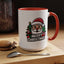 Christmas Mug - Merry Christmas White & Black Text Santa Trees Presents