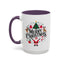 Christmas Mug - Merry Christmas Black Text Santa Reindeer Snowmen Ornaments
