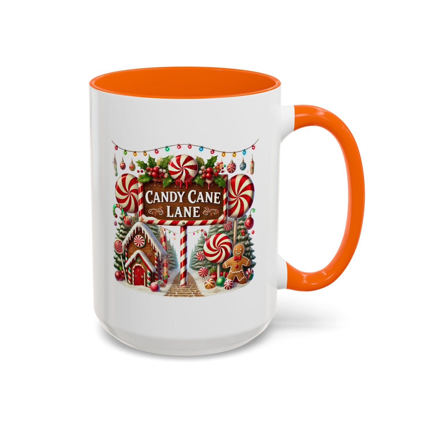 Christmas Mug - Candy Cane Lane White Text Ornaments Candy