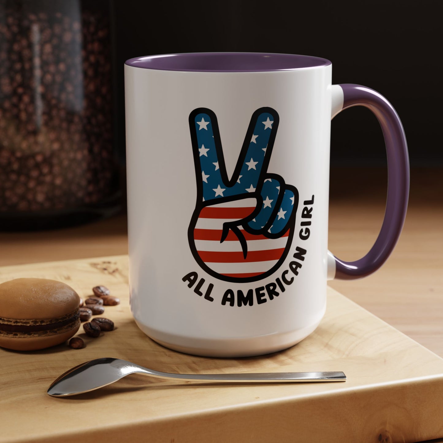 4th of July Mug - All American Girl Peace Sign
