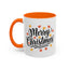 Christmas Mug - Merry Christmas Black Text Fall Leaves