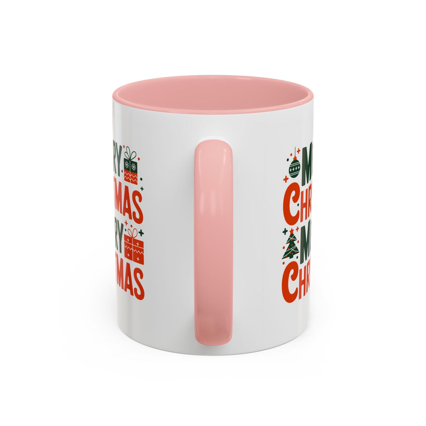 Christmas Mug - Green & Red Text Tree Presents