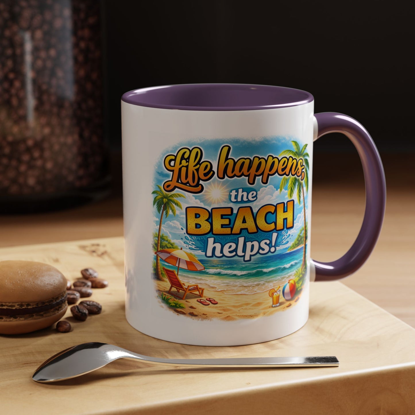Humor Mug - Life Happens the beach Helps