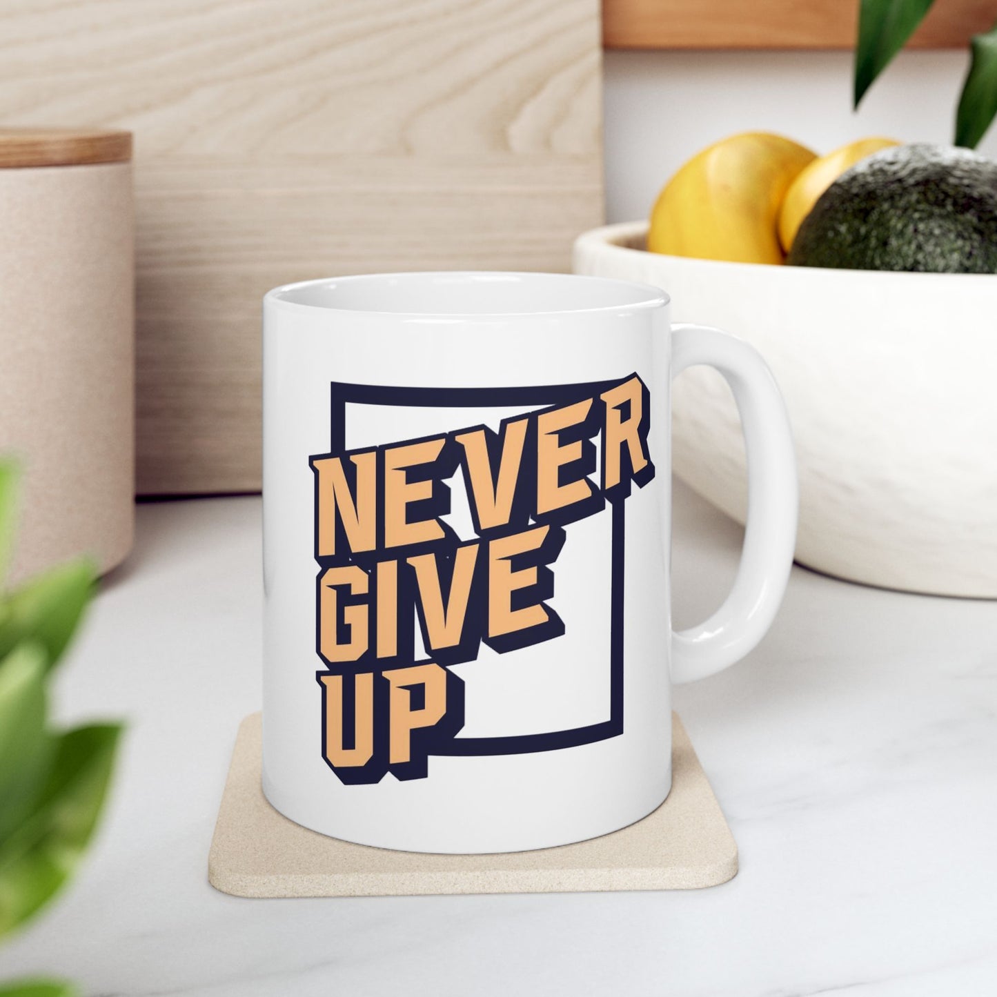 Motivation Mug - Never Give Up Art board