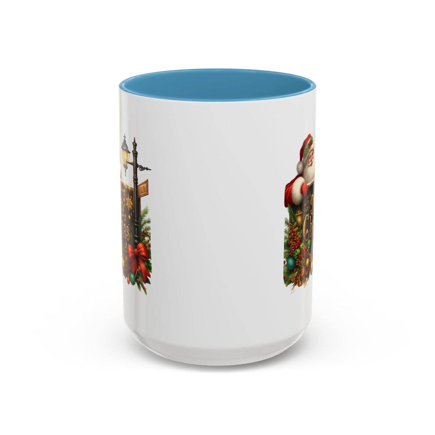 Christmas Mug - Merry Christmas Gold Text Santa Point Ornaments