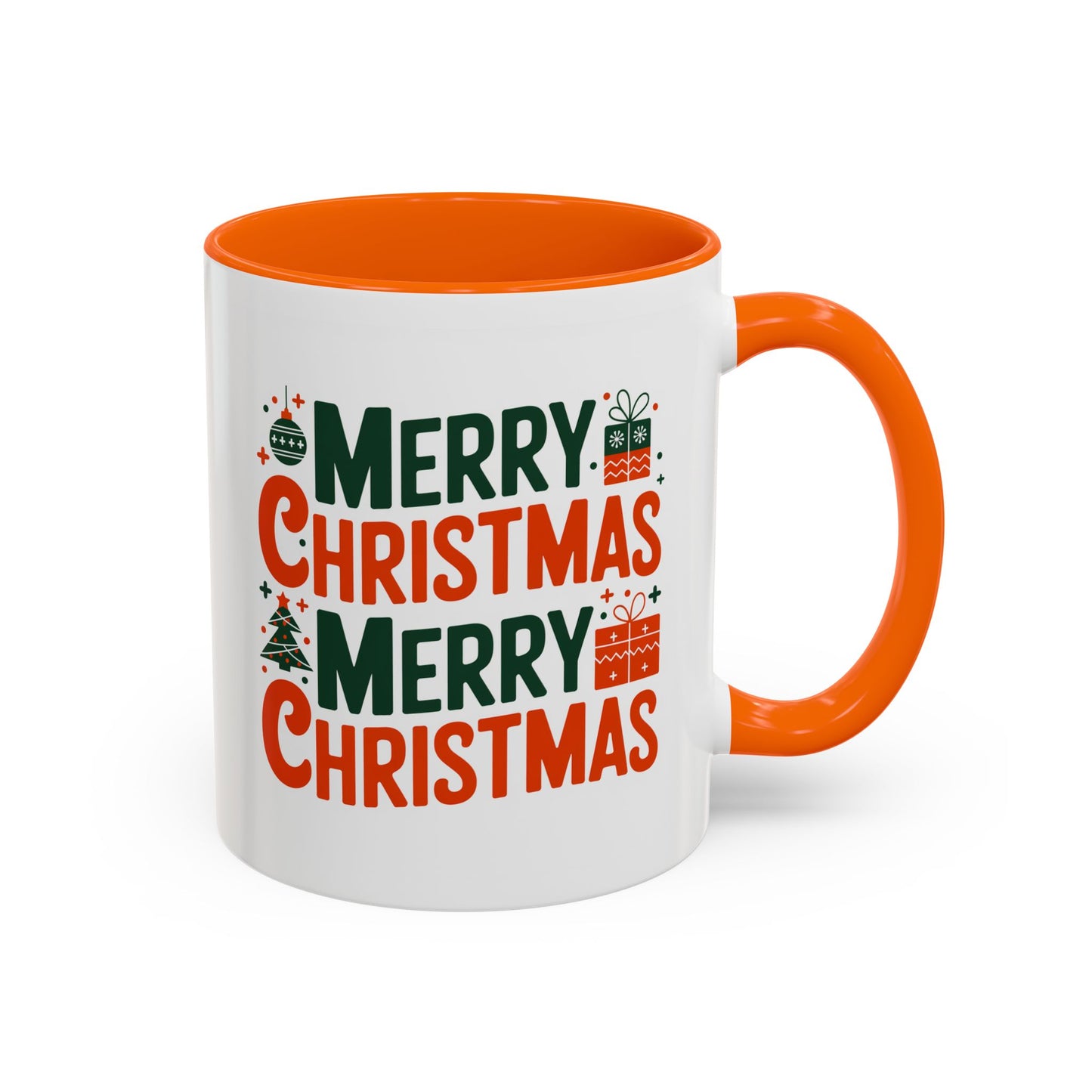 Christmas Mug - Green & Red Text Tree Presents
