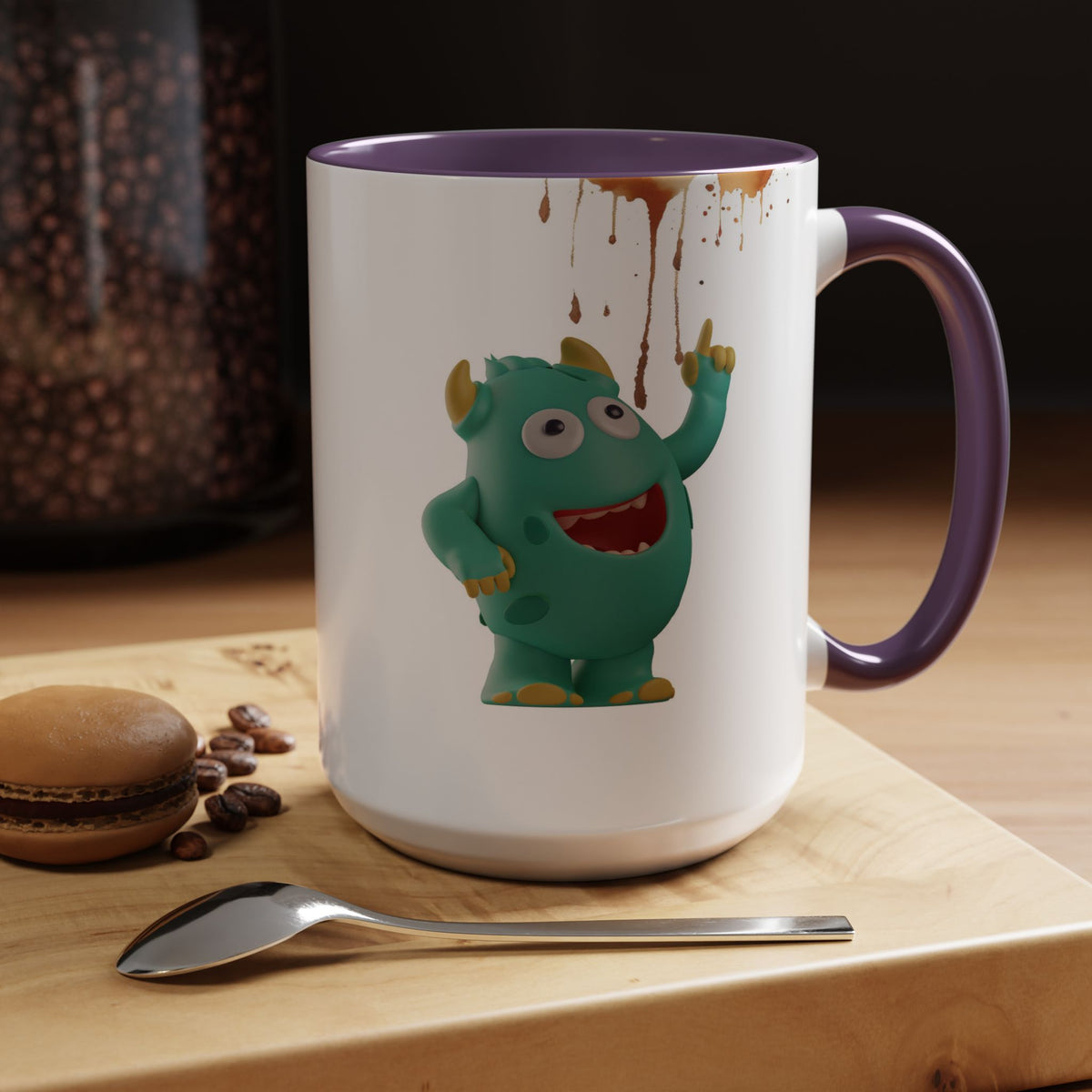Humor Mug - Monster Drinks Coffee Spill