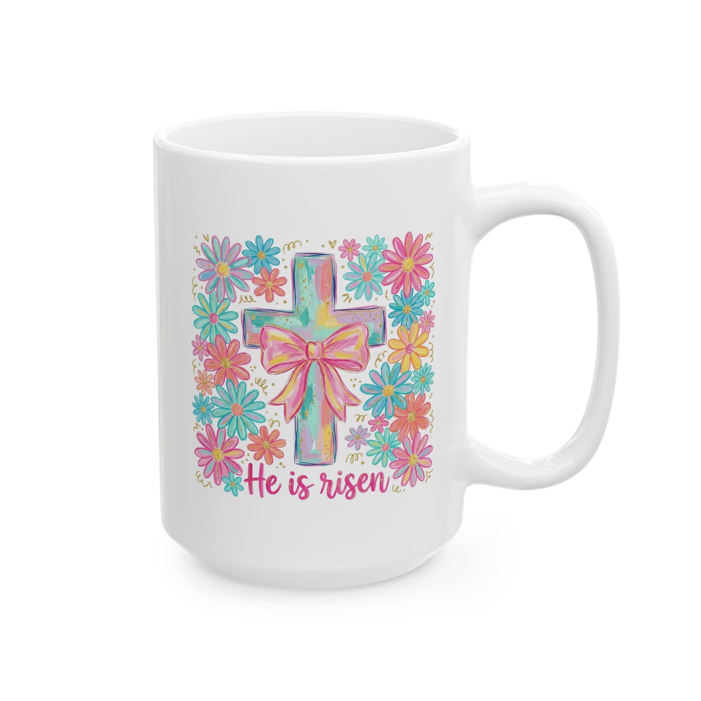 Easter Mug - He Is Risen Cross Bow